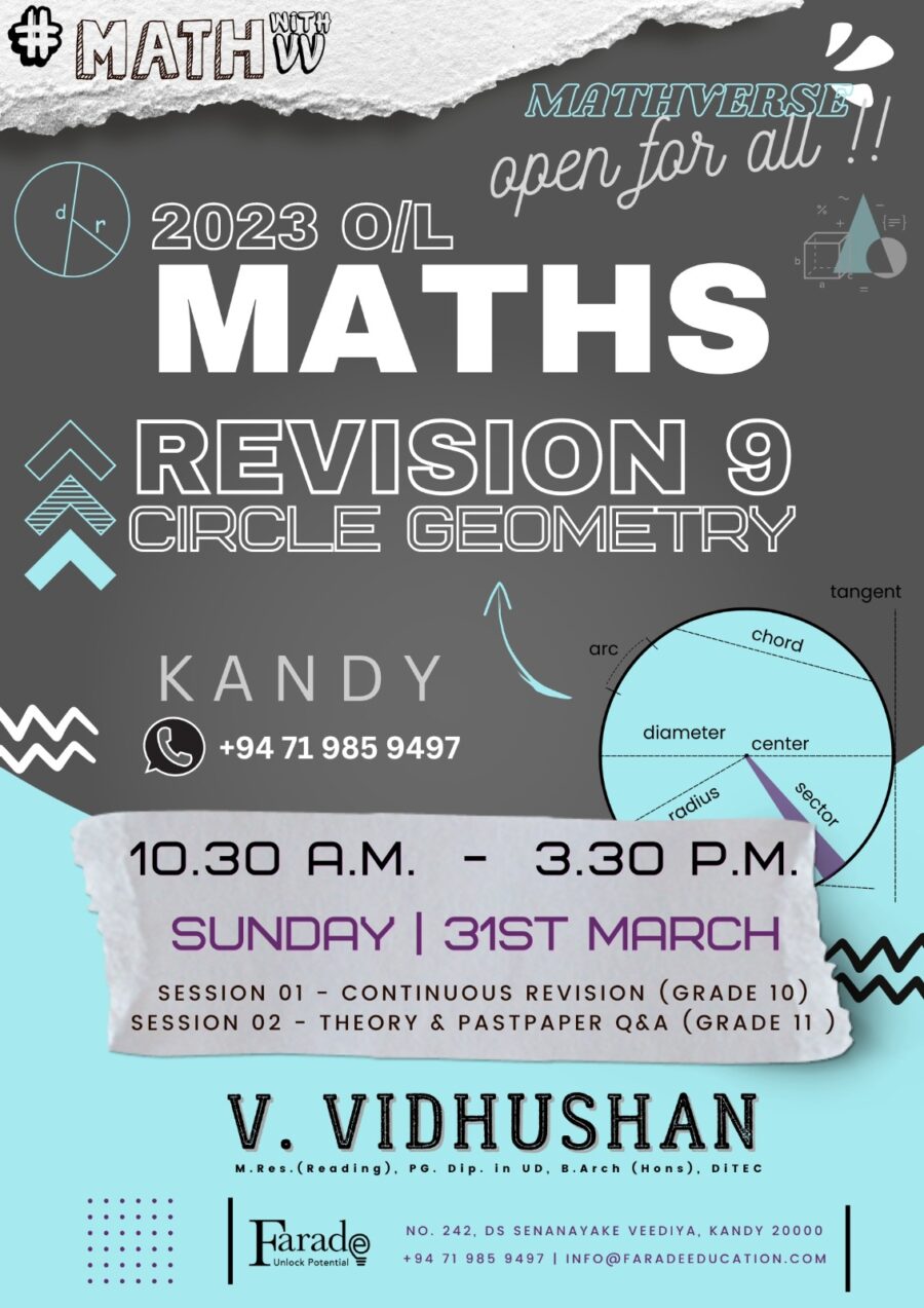 2023 OL Maths English medium Maths Seminar 31st March 2024 – By Vidhushan